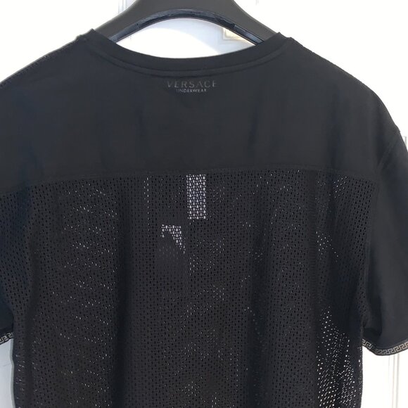 AUTHENTIC VERSACE AMAZING BLACK MESH SHIRT SIZE 8 APPROX XL - Picture 9 of 11